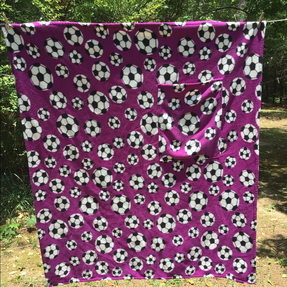 Nice Soft Purple Soccer Pattern Throw Blanket